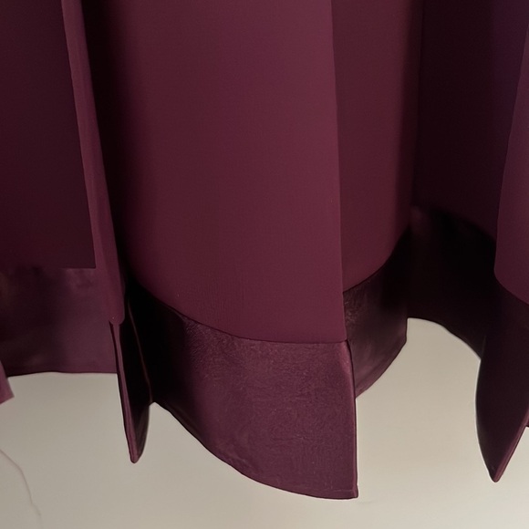 Norton Mcnaughton semi sheer pleated lined satin trimmed wine coloured skirt - Picture 3 of 7